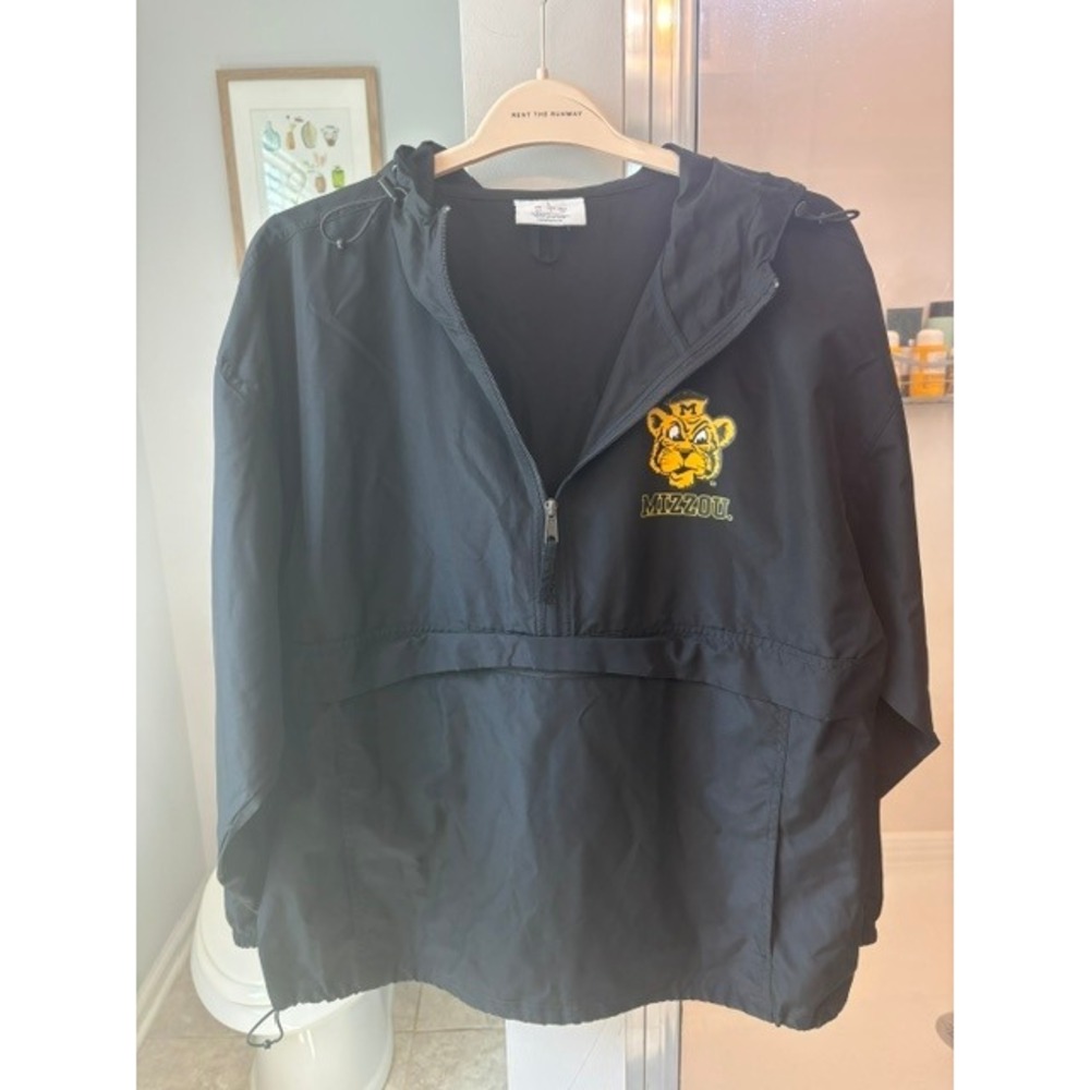 Champion Mizzou Missouri Tigers Windbreaker Jacket Black Hooded Anorak L